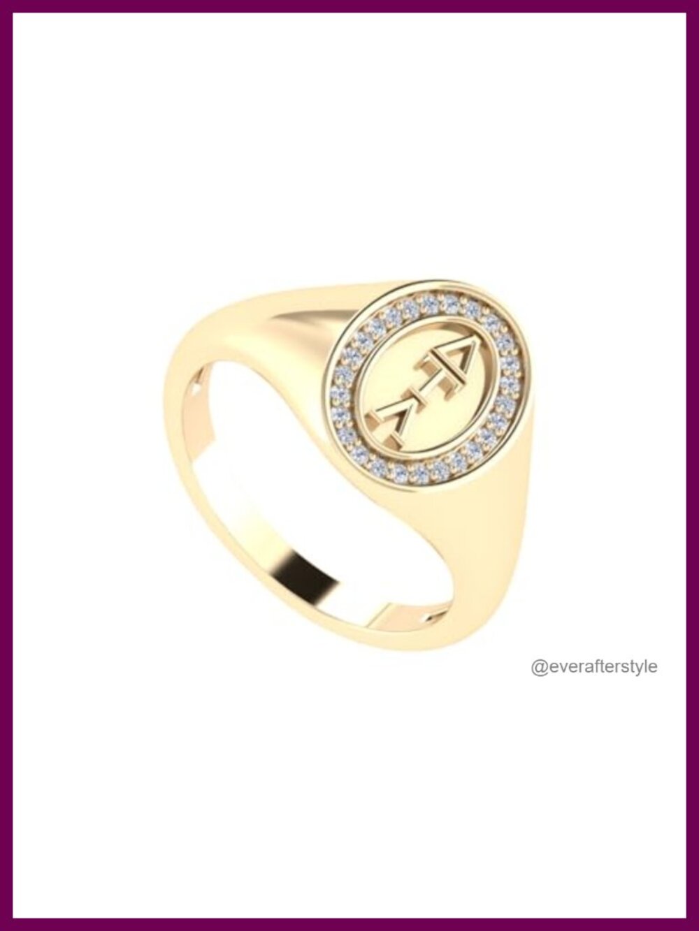 Sterling Silver Gold Plated CZ Greek Letter Ring Size 7